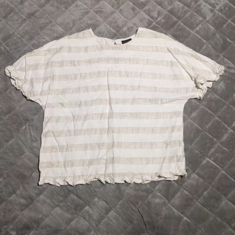 Who What Wear | Striped Linen Boxy Blouse